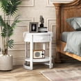 thumbnail image 5 of 2-Tier Durable Nightstand w/ Shelf & Wood Grains Drawer Round End Table for Living Room, 5 of 10