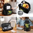 thumbnail image 5 of Garronmavis Black Green Cartoon Axolotl Printed Backpack Kit, 17 Inch Kawaii Amphibian School Bag Set with Insulated Lunch Container, Pencil Holder and Water Bottle Cover, 5 of 7