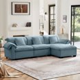thumbnail image 5 of Modular Sleeper Sofa for Living Room, Cloud Couch Sectional Sofa with Storage, L-Shape Velvet Sofa with 3 Lumbar Pillows, Upholstered Wide Arm Sofa with Ottoman, Solid Wood Frame, Blue, 5 of 8