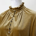 thumbnail image 5 of Baberdicy Women's T-Shirts Women's Spring V Neck Retro Gold Velvet Long Sleeved Blouse Womens Tops Yellow, 5 of 6