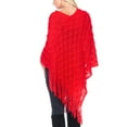thumbnail image 3 of White Mark Women's Fringe Knit Poncho, One Size, 3 of 6