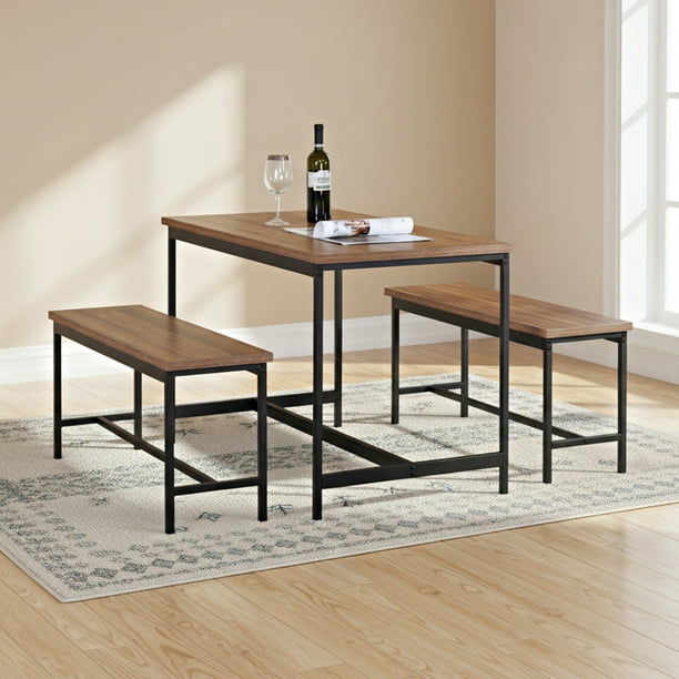 MUEBLANA - Mesa comedor 4 personas – Minimalista, resistente y fácil de armar – Acero y madera – Ideal cocina o patio – 110x60x75.5 cm – Capacidad 40kg