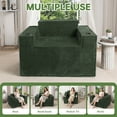 thumbnail image 3 of 41.5" Boneless Chair, Green Corduroy Cloud Single Sofa with Cup Holders and Storage Pockets, Chaise Lounge Chair for Living Room, No Assembly Required, 3 of 12