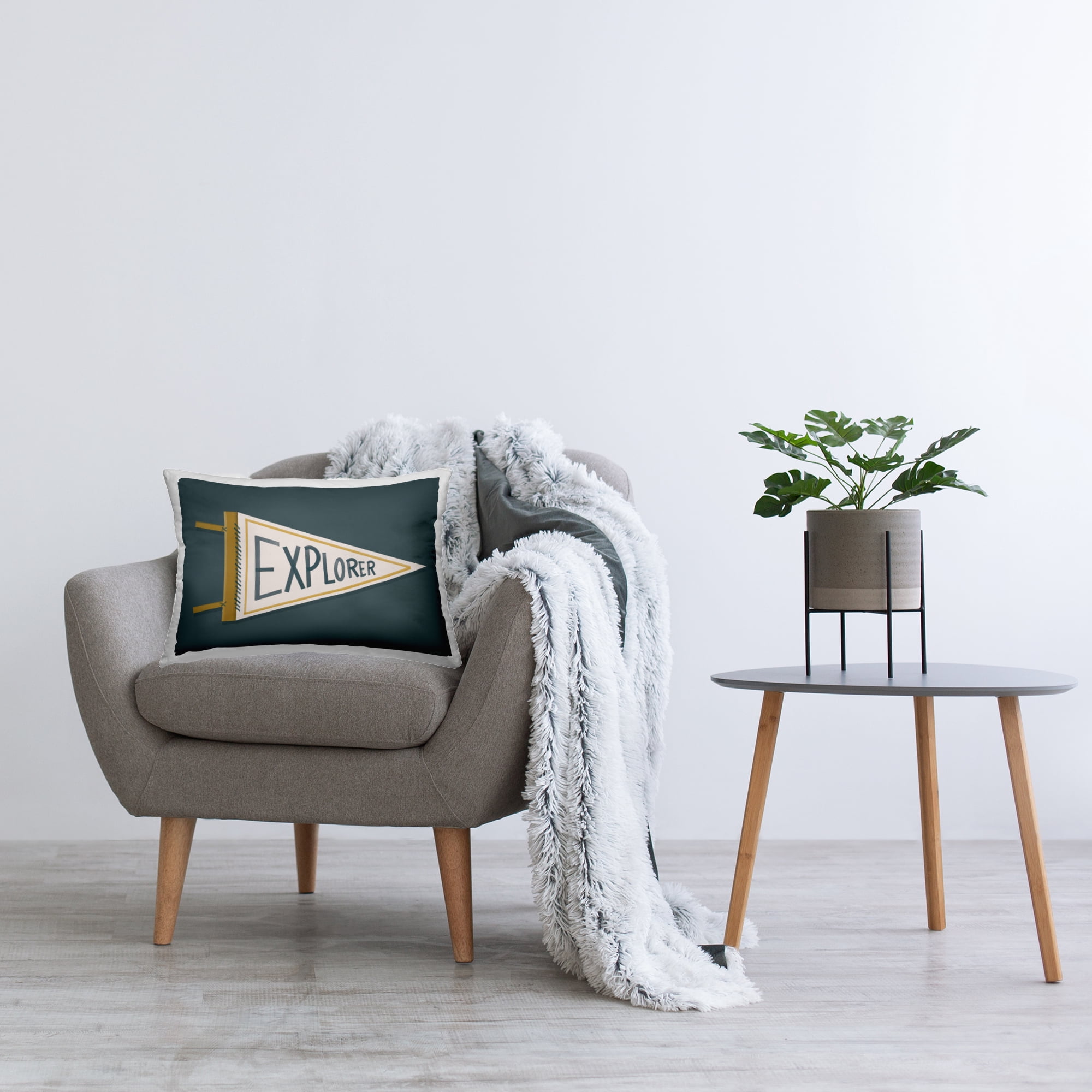 Stupell Industries Explorer Retro Pennant Decorative Printed Throw Pillow, design by House Fenway, 14 x 7 x 20