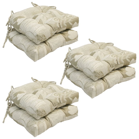 Blazing Needles 16-inch U-shaped Jacquard Tufted Chair Cushions (Set of 6)