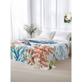 thumbnail image 5 of Sea Turtle Coastal Queen Size Flat Sheet, Wrinkleproof & Fadeproof Cooling Flat Bed Sheet Only, Summer Beach Coral Ocean Nautical Breathable Soft Bedding Top Sheets 90 x 102 Inches, 5 of 8