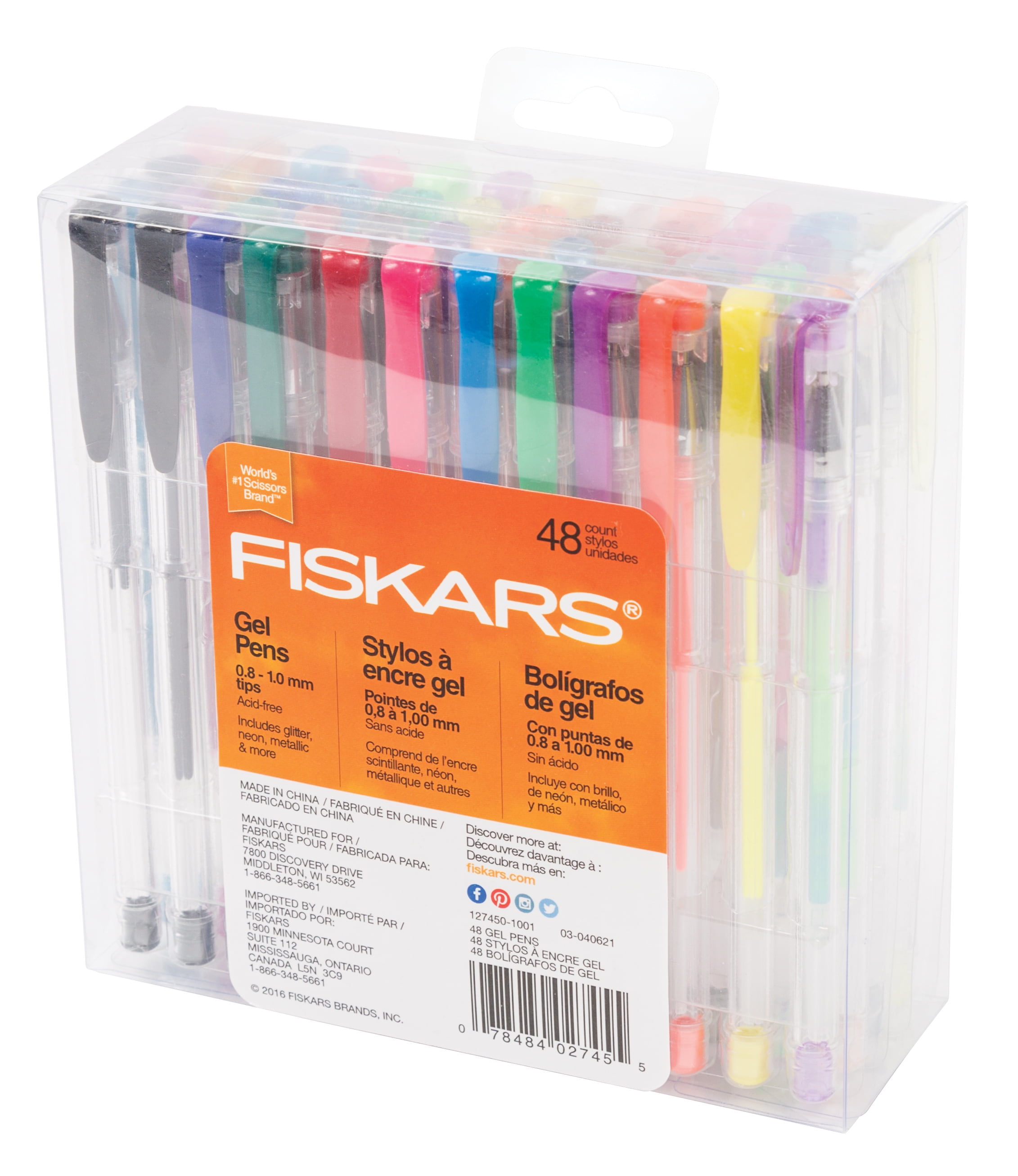 48 Gel Pens Color Pen Set Fiskars Glitter, Metallic, Neon, Pastel, Swirl,  Black and White Gel Pens 