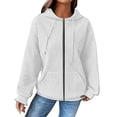 thumbnail image 2 of Futezty Hoodies for Women Knit Drawstring Crew Neck Long Sleeve Casual Pullover Sweatshirt Hooded Tops, 2 of 5