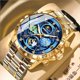 thumbnail image 3 of Reloj de Cuarzo para Hombre con Cielo Estrellado, Cronógrafo Luminoso Impermeable de 30 M, Correa de Acero Bicolor, 3 of 7