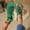 Green, variant on Women's Floral Appliqué Thong Sandals, Ankle Strap Open Toe Shoes, Plus Size Bohemian Style Comfort Footwear for Vacation White 36