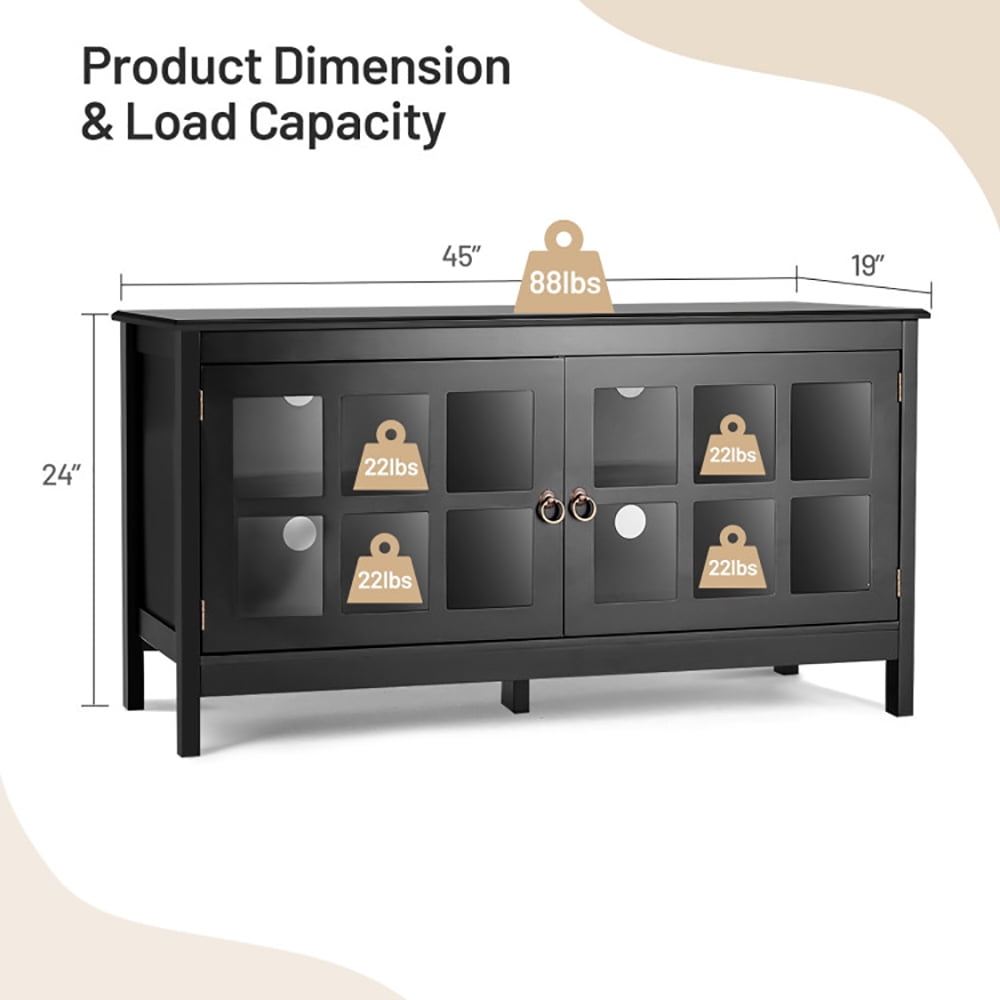 Finihen TV Stand, TV Cabinet, 50 Inch Modern Wood Large TV Stand, Entertainment Center for TV, Media Entertainment Center with Storage, for Living Room, Bedroom, Black