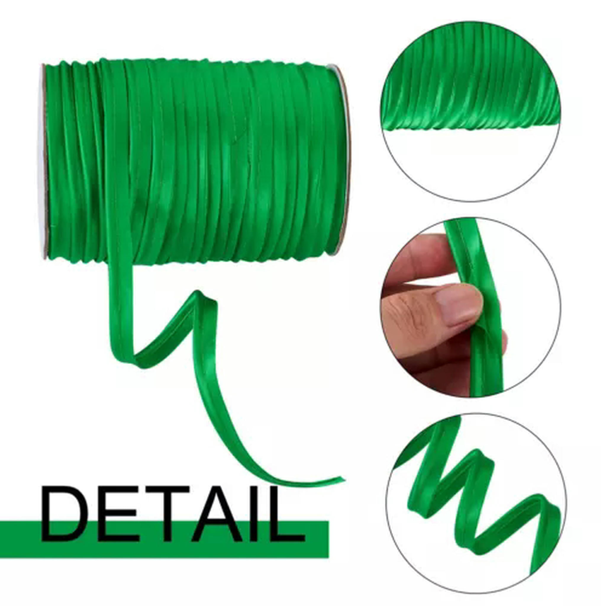 U8MO 109 Yards/roll 3/8 " Polyester Fiber Ribbons Trim Welting Cord for Clothing Sew-Green