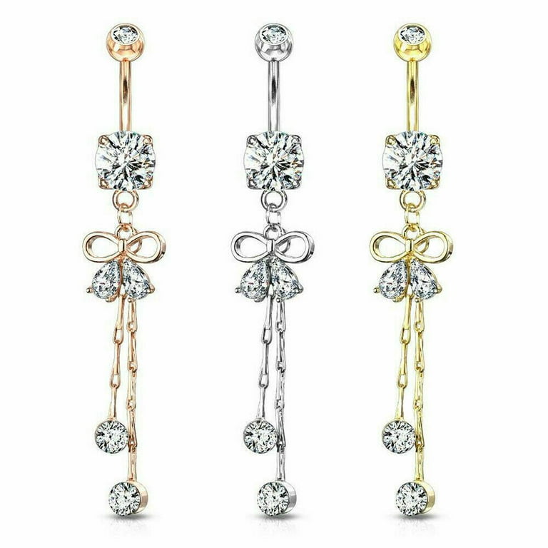 Surgical Steel Multi Colour Ribbon Dangle Belly Button Navel Ring Surgical Steel Multi Colour Ribbon Dangle Belly Button Navel Ring