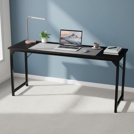 CONCETTA 63 Inch Computer Office Desk for Small Spaces Small Computer Work Table with X-Shaped Reinforcement Home Simple Modern Writing Study Table Black