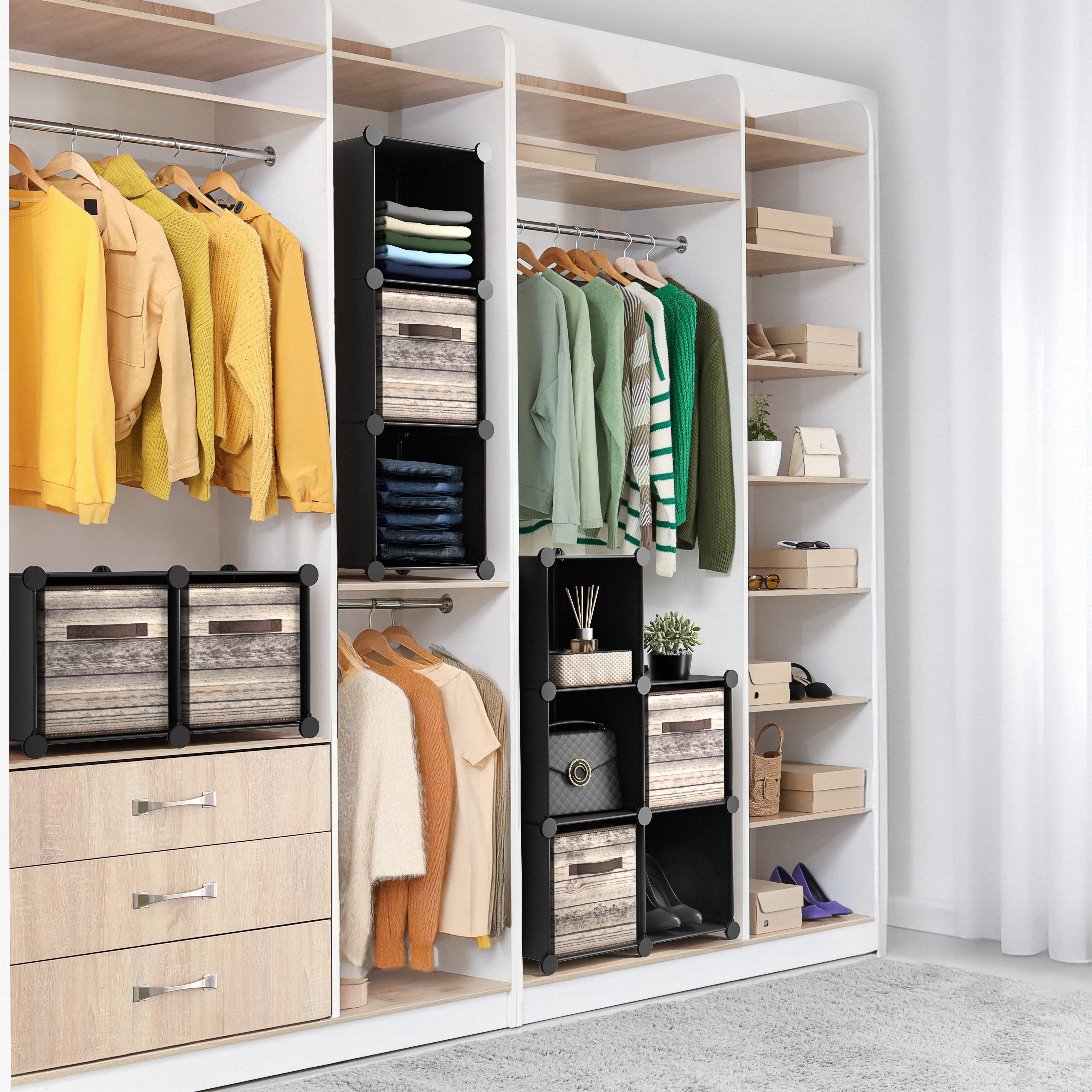 Sorbus 8-Cube Modular Storage Organizer for Home & Office, Waterproof, Black