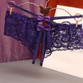 thumbnail image 2 of COMVALUE Lace Thongs for Women Strap Cheeky Underwear Floral Lace Panties Hollow Out G-String (Purple, One Size), 2 of 3