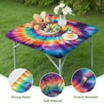 thumbnail image 4 of Rainbow Tie Dye Mandala Pattern Square Fitted Tablecloth with Elastic Edge,Square Table Cover,Washable Elastic Table Cover for Home Kitchen Party Decor 34"x34", 4 of 6