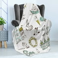 thumbnail image 4 of Nautical Soft Flannel Fleece Throw Blanket, Marine Elements Fish Lighthouse Anchor Vessel Swimsuit Gulls Life Print, Cozy Plush for Indoor and Outdoor Use, 70" x 90", Pale Green Yellow, by Ambesonne, 4 of 5