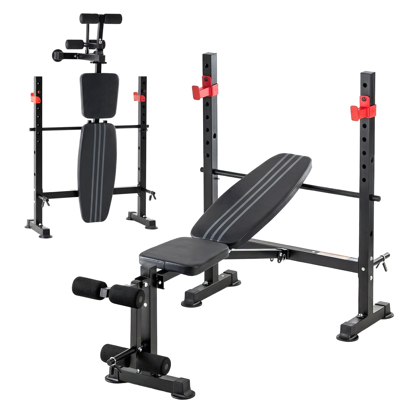 SHOUFTW Adjustable Weight Bench Set, Foldable Bench Press with Leg Developer, 650 LBS Heavy-Duty Space Saving Workout Set for Small Apartments Strength Training, Black