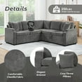 thumbnail image 6 of Euroco Sectional Sofa Bed L-shaped Sectional 81.9" Upholstered L-shaped Sofa with a Sofa Sleeper and a Hidden Storage Compartment for Living Room, Gray, 6 of 9