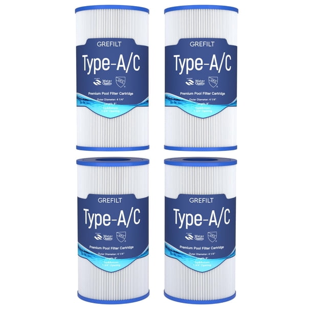 Cartuchos de Filtro de Piscina Grefilt Tipo A/C Paquete de 4 para Piscinas Intex