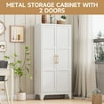 thumbnail image 3 of Metal Pantry Cabinet, 61" Tall Kitchen Storage Cabinet with Doors and Adjustable Shelves, Living Room, Dining Room (White), 3 of 8