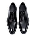 thumbnail image 3 of Santimon Black Dress Shoes for Men Pointed Toe Lace-up Derby Shoes Cowhide Leather Formal Shoes US 7.5, 3 of 8