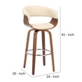 thumbnail image 3 of 30 Inch Swivel Faux Leather Barstool with Curved Open Back, Brown- Saltoro Sherpi, 3 of 5
