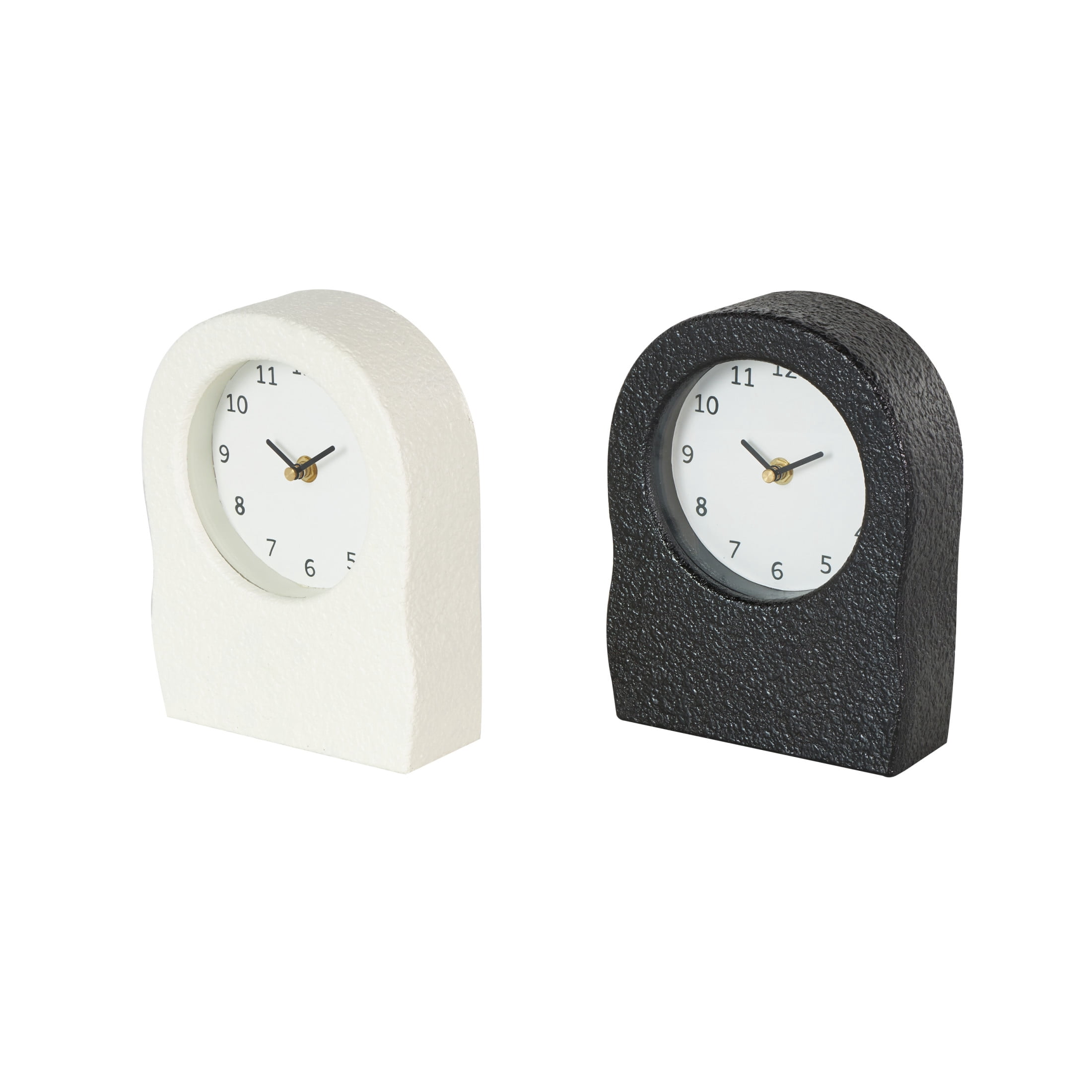 DecMode 9" Multi Colored Metal Textured Clock with Gold Accents, Set of 2