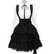 thumbnail image 1 of Traje de falda de princesa Lolita negra, disfraz de 2 piezas, 1 vestido + 1 pajarita, falda mediana de color puro, 1 of 3
