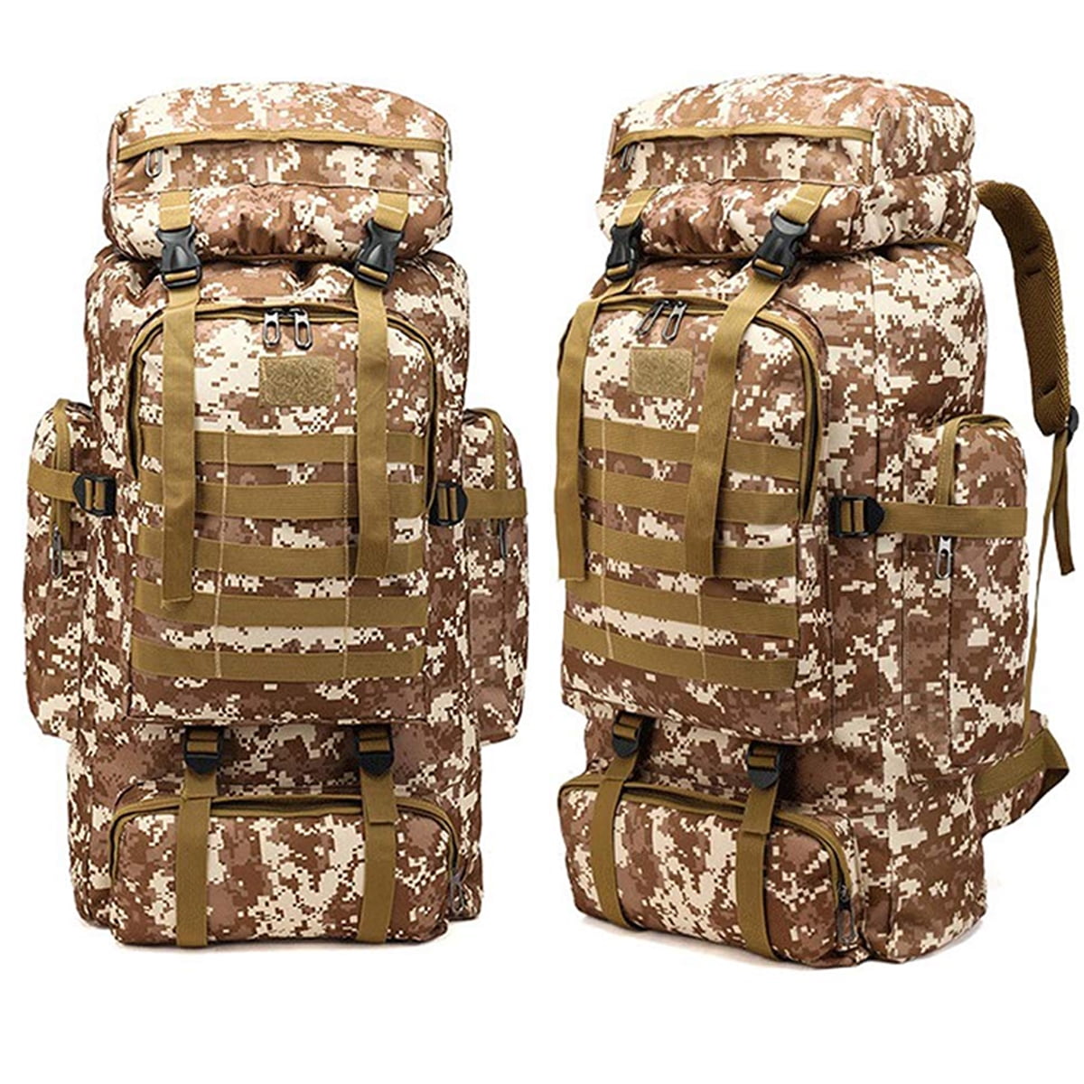 Tactical Army Military Camo 80L Trekking Survival Bug Out Bag Backpack Rucksack 