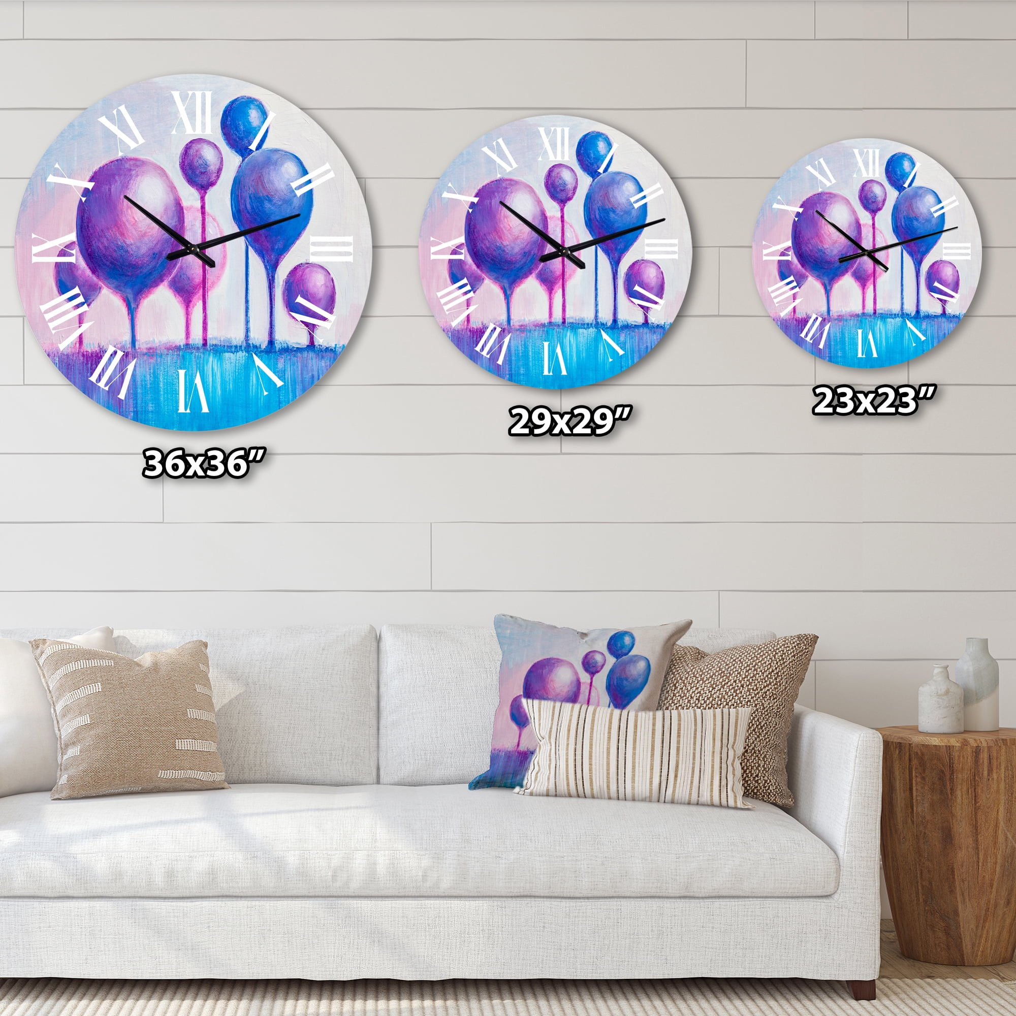 Designart 'Colourful Ornamental Trees I' Modern Wall Clock
