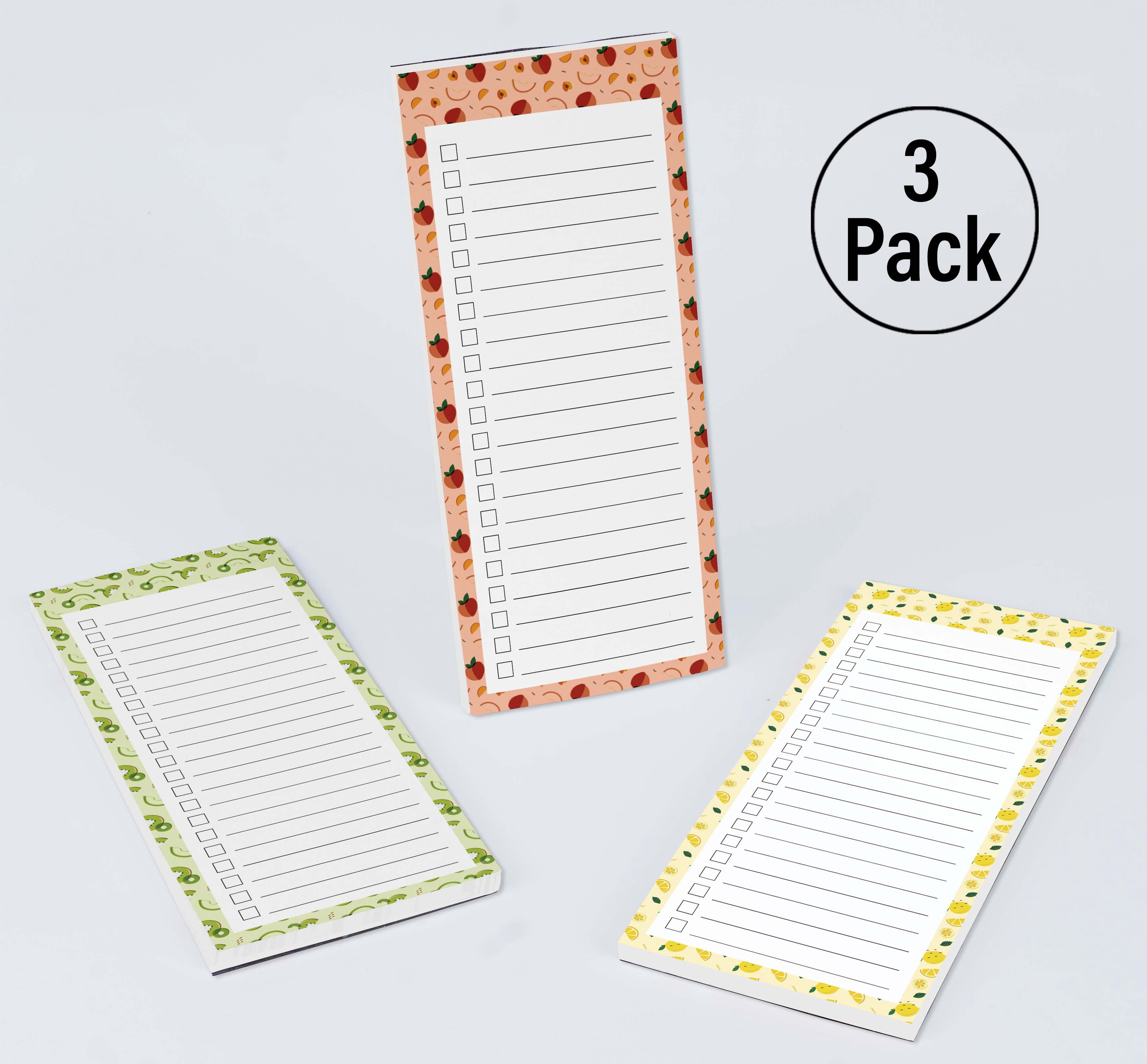 Inkdotpot Pack of 3 Magnetic Fridge To-Do List Notepads- Magnetic Memo Pads For Refrigerator-(50 Sheets Each)-3M