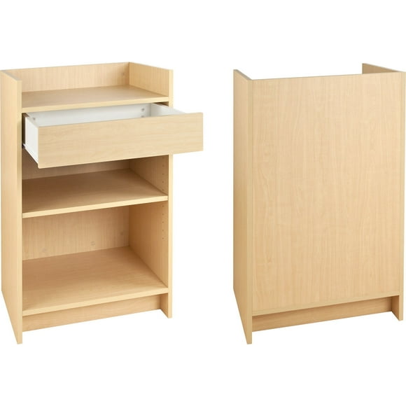 Well Top Melamine Wood Cash Register Stand with Drawer, Maple
