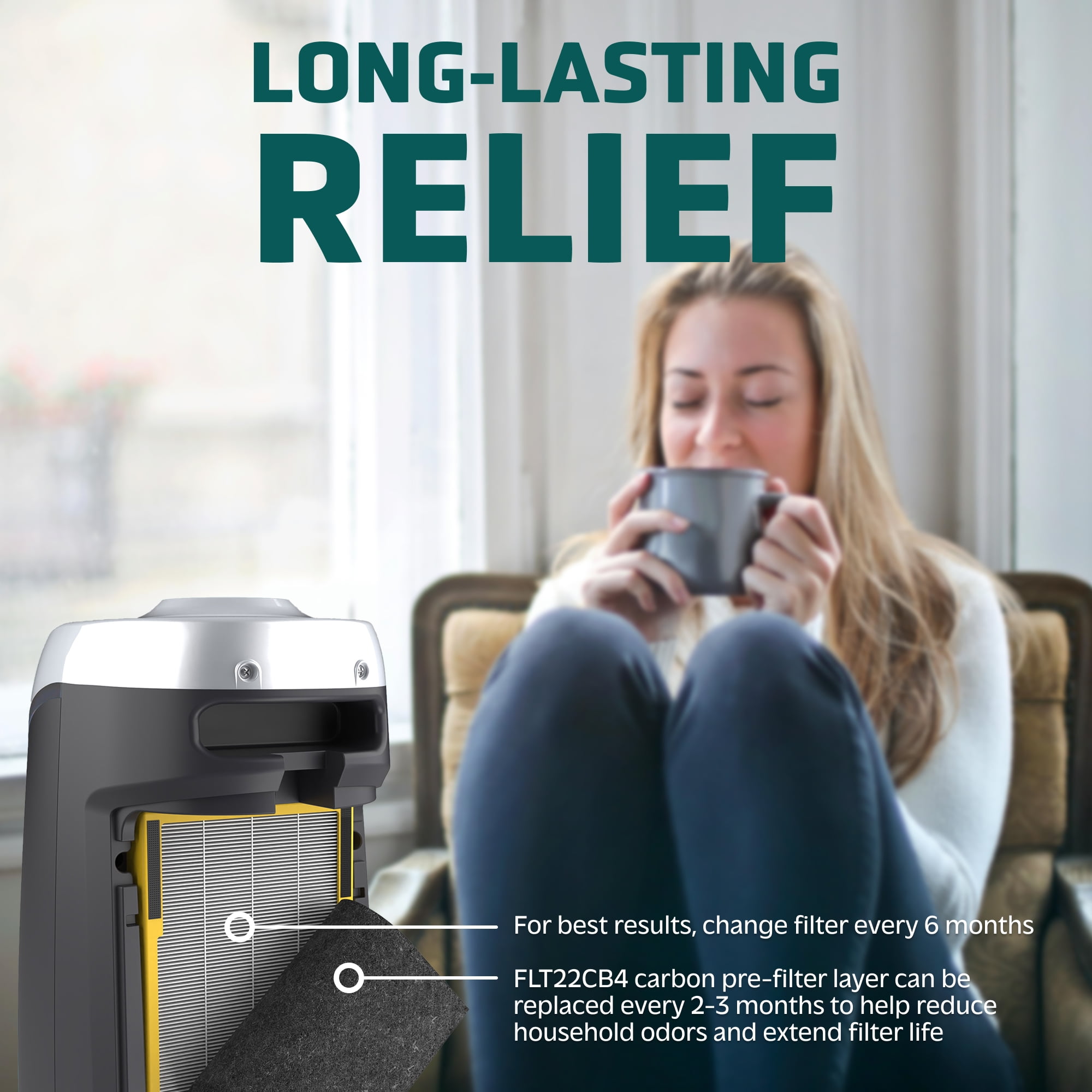 GermGuardian Filter B HEPA Pure Genuine Air Purifier Filter - Black/Yellow