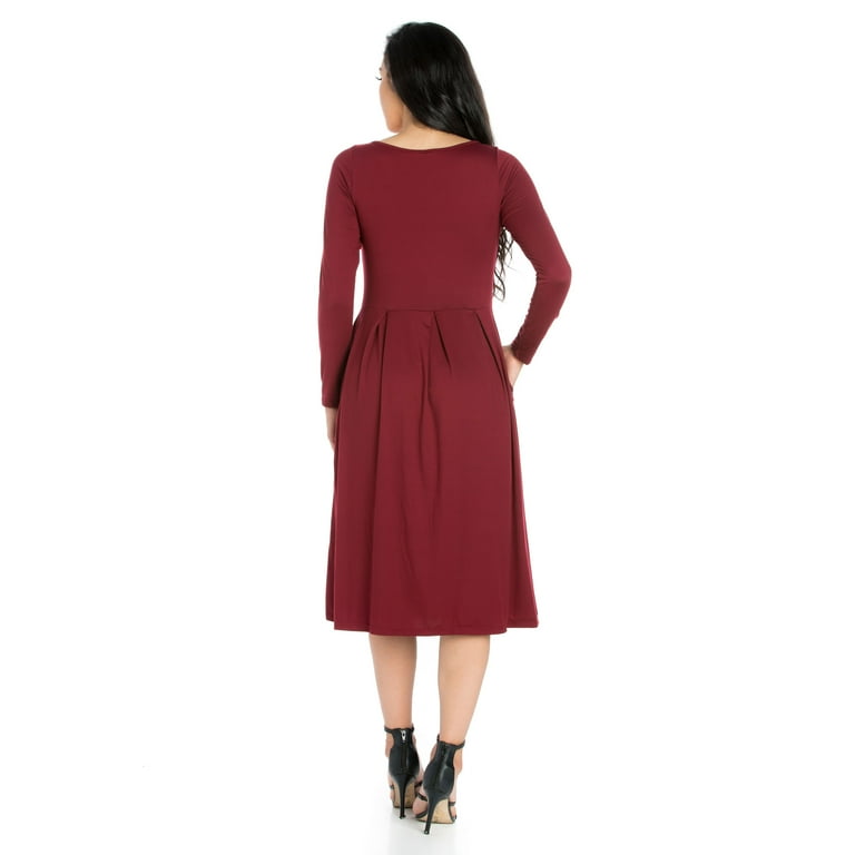 slim fit dress slacks Shop Red Fit And Flare Midi Length Jacquard Dress - for Women | OUTZIDR main image 1