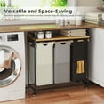 thumbnail image 2 of Bamboohomie 3 Compartment Laundry Hamper with Wheels, Rolling Laundry Basket 3 Section Sorter, Black Beige Gray, 2 of 7