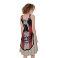 thumbnail image 2 of American Patriotic Skull Print Sleeveless Knee Length Dress, American Flag Fashion Summer Maxi Dress For Women. Gifts For Us Independence Day, 4Th Of July, 2 of 4
