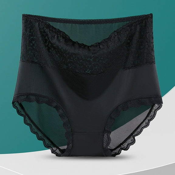 Seamless High Waisted Underwear for Women Women Solid Color Underwear High Waisted Lace Tight and Breathable Underwear Panties Cotton Briefs for Women Black XXL