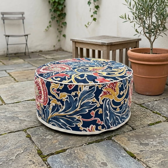 Colby Inflatable Round Ottoman Stool for Indoor/Outdoor Use