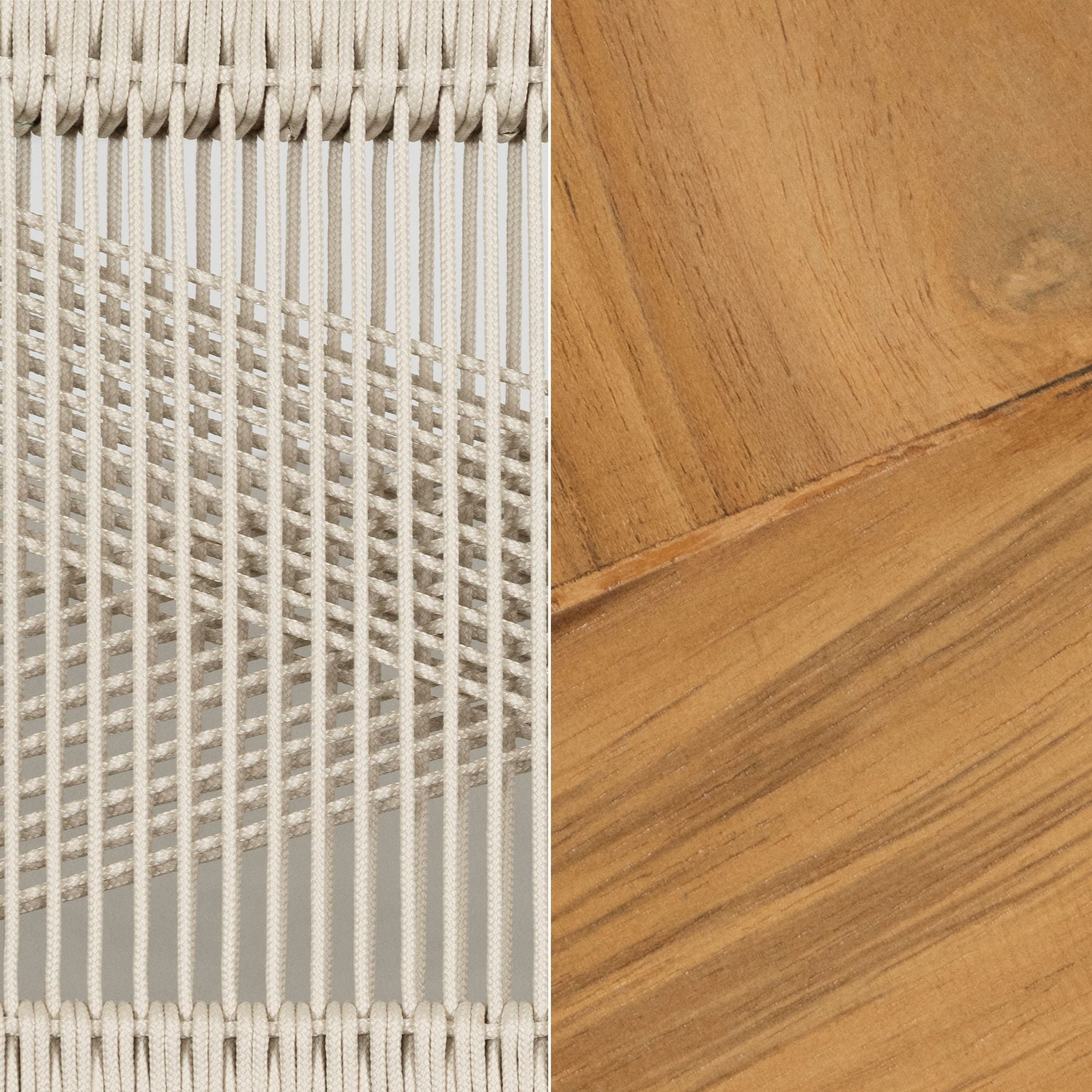 Lot de 2 chaises en corde tressée et en teck, fini Crème et Naturel, collection Agave de Meubles South Shore