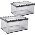 thumbnail image 1 of HANAMYA Bac de Rangement Pliant & Empilable avec Couvercle 45 Litres Transparent/gris (Lot de 2), 1 of 7