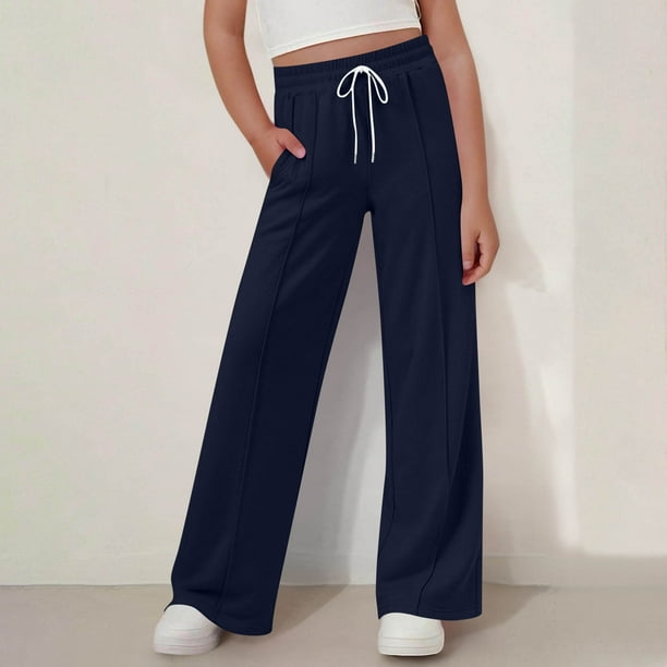 Pantalones largos para niños y pantalones de verano con cintura elástica para niños, pantalones casuales de pierna ancha de color sólido, pantalones largos para niños, pantalones de abrigo para niños,