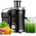 thumbnail image 1 of Juicer Machine, 500W Centrifugal Juicer Extractor with 3 Speed & Wide Mouth 3” Feed Chute for Fruit Vegetable, High Yield Juicer Included Cleaning Brush for Easy to Clean, Black, 1 of 5