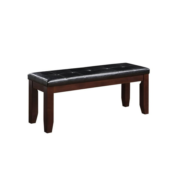 Acme Furniture Urbana Dining Bench, Black PU & Cherry 48"L x 16"D x 20"H