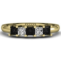 Dazzlingrock Collection 0.68 CT 14K Princess Black, White Diamond Wedding Band, Yellow Gold Size 8.5