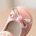 thumbnail image 6 of Toddler Kids Girls Dress Shoes Retro Leather Ankle Strap Peart Bow Ballet Flats Shiny Crystal Girl Shoes for Wedding Party School, 6 of 9