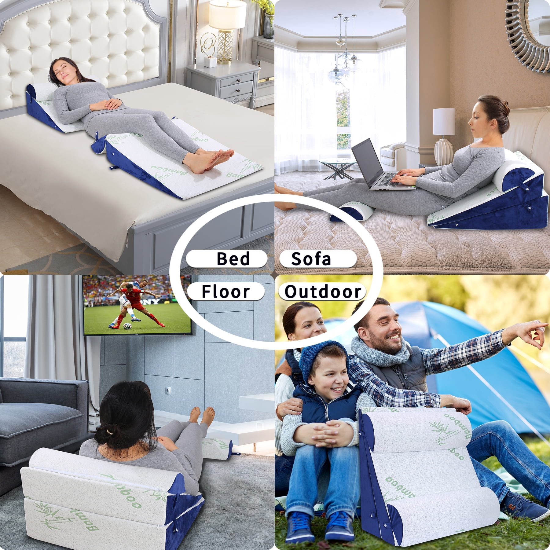 WDBBYL Memory Foam Wedge Pillows - Removable Cover, Post Surgery Recovery, Pain Relief 4 Count