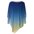 thumbnail image 4 of Savings Womens Plus Size Long Sleeve Tops Boat Neck Vintage Floral Printed Pullover Casual Loose-Fit Irregular Hem T-Shirts Blouse, 4 of 5