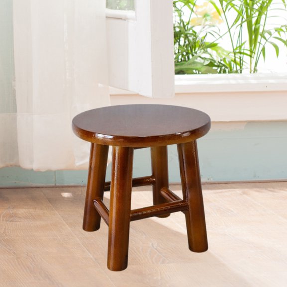Upgraded Dwarf Stool Solid Wood Small Stool Oaken Small Round Stool Solid Wood Stool Small Circular Stool Household Laundry Stool Shoe Changing Stool Chair M